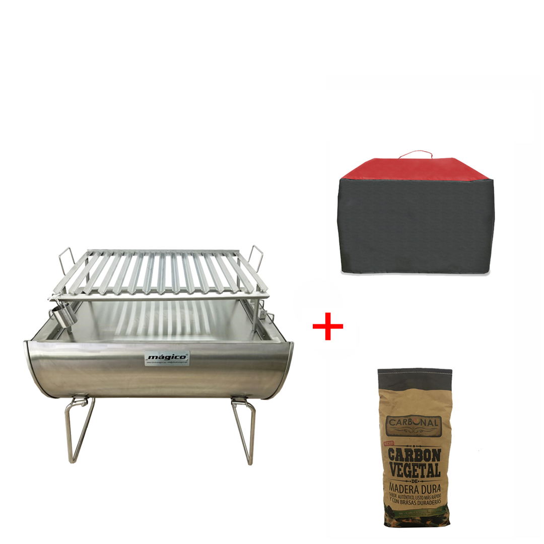 CAJA CHINA INOXIDABLE MEDIANA + FUNDA MEDIANA + CARBÓN