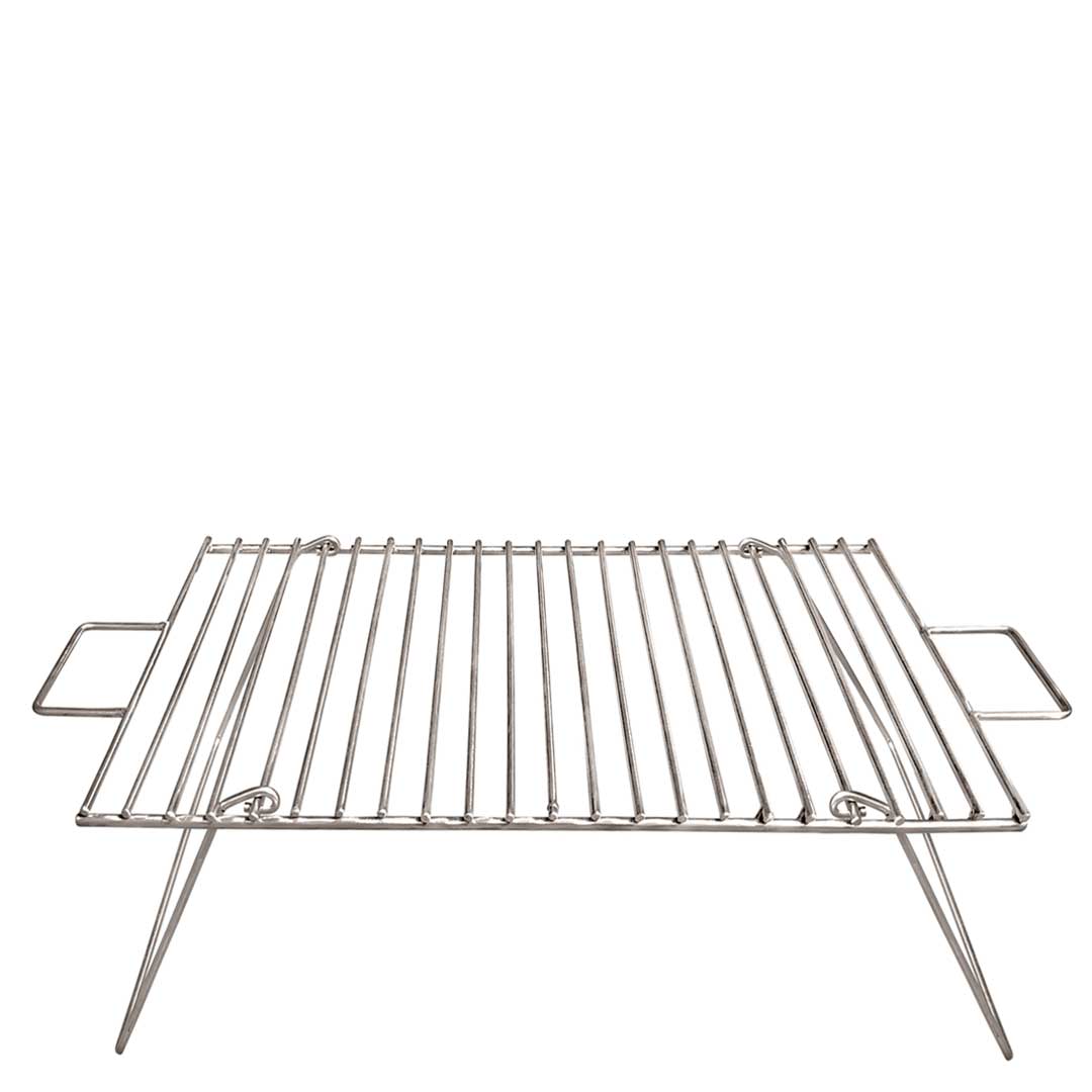 PARRILLA INOXIDABLE RECTANGULAR DE VARILLAS CON PATAS PLEGABLES CHICA