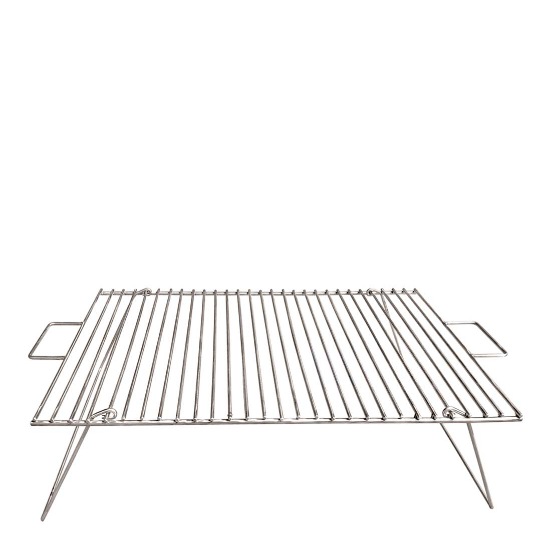 PARRILLA INOXIDABLE RECTANGULAR DE VARILLAS CON PATAS PLEGABLES MEDIANA